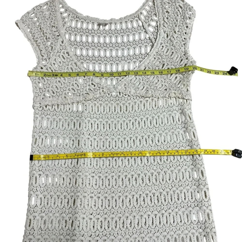 Milly Cabana Crochet Mini Dress Deep V-Neck Cream Unlined Bohemian Size‎ Medium